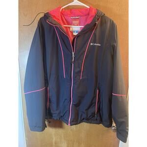 Columbia Thermal Coil Black Pink Hooded Winter Insulated Jacket Women's XL